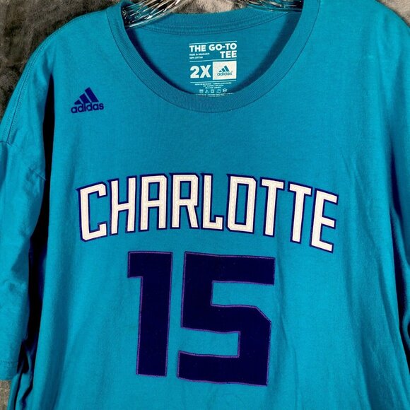 Adidas Charlotte Hornets Shirt Men’s Go To Tee Shirt XX Large NBA No 15 Walker - Picture 2 of 11